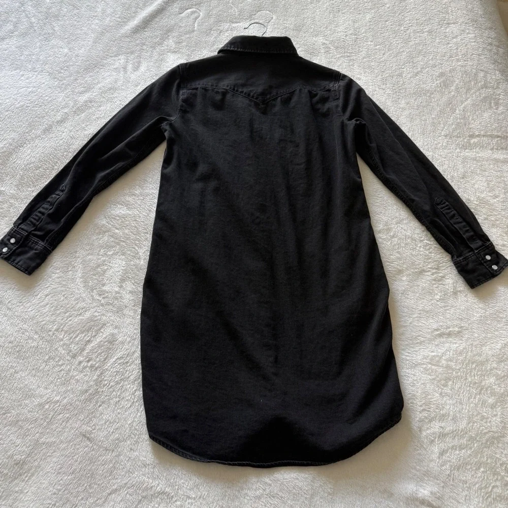 Levi's‎ Black Denim Shirt Dress Western Snap Front Size Small